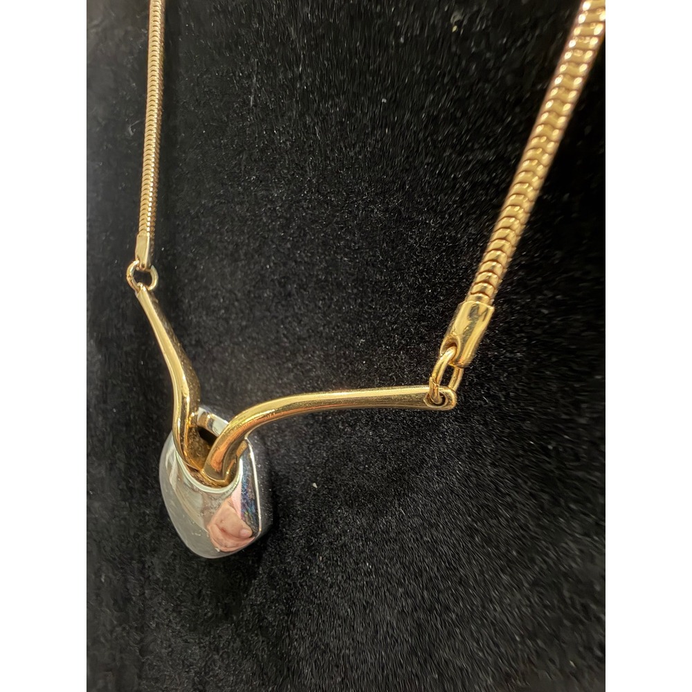 Vintage Artistry Gold Silver Tone Statement Necklace Chunky Choker 80s